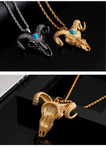 GUNGNEER Satan Goat Skull Necklace Satanic Pendant Occult Jewelry Accessories For Men