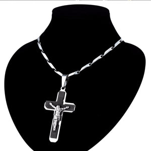 GUNGNEER Cross Necklace Stainless Steel Christian Pendant Jewelry Accessory For Men Women