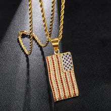 Load image into Gallery viewer, GUNGNEER Stainless Steel Crystal American Flag Pendant Necklace US Freedom Jewelry Accessories