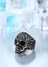 Load image into Gallery viewer, GUNGNEER Classic Garden Flower Skull Ring Biker Punk Halloween Jewelry Accessories Men Women