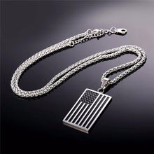Load image into Gallery viewer, GUNGNEER Stainless Steel Square US America Flag Pendant Necklace Jewelry Accessories Gift
