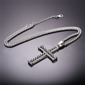 GUNGNEER Stainless Steel Christian Necklace Jesus Pendant Cross Jewelry For Men Women