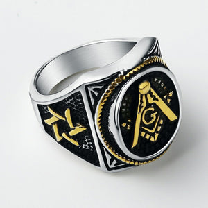 GUNGNEER Masonic Ring Multi-size Freemason Symbol Stainless Steel Jewelry For Men