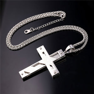 GUNGNEER Christian Necklace Cross Jesus Key Chain Holder Jewelry Accessory Gift Set Men Women