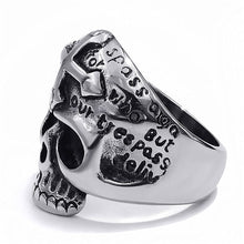 Load image into Gallery viewer, GUNGNEER Stainless Steel Skull Cross Necklace Horror Biker Ring Halloween Jewelry Set Men Women