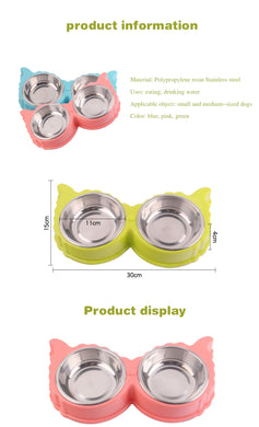 2TRIDENTS Pet Bowls Puppy Dog Food Bowl Stainless Steel Cat Bowl Water Food Storage Feeder Non-Toxic PP Resin Combo Rice Basin