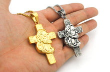 Load image into Gallery viewer, GUNGNEER Stainless Steel Jesus Cross Necklace God Christ Rosary Bracelet Jewelry Accessory Set
