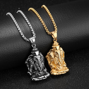 GUNGNEER Ganesha Om Pendant Necklace Indian Elephant Hindu Jewelry Amulet For Men Women