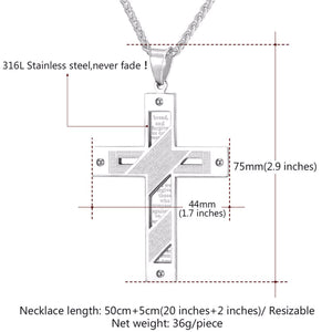 GUNGNEER Christian Necklace Cross Jesus Key Chain Holder Jewelry Accessory Gift Set Men Women