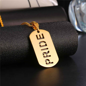 GUNGNEER Lesbian Gay Pride Dog Tags Pendant Necklace LGBT Jewelry Gift For Men Women