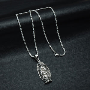 GUNGNEER Stainless Steel Classic Mother of God Virgin Mary Pendant Necklace Jewelry Men Women
