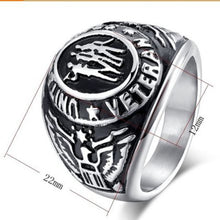 Load image into Gallery viewer, GUNGNEER Military Veteran Ring Stainless Steel United State Army Jewelry Accessory For Men