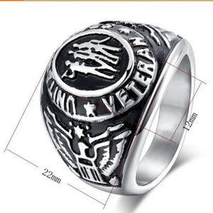 GUNGNEER Military Veteran Ring Stainless Steel United State Army Jewelry Accessory For Men