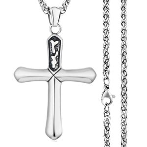 GUNGNEER Stainless Steel Christian Cross Pendant Necklace Jesus Jewelry For Men Women