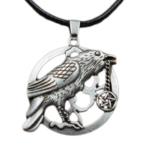 Load image into Gallery viewer, GUNGNEER Wicca Raven Crow Pentagram Pentacle Pendant Necklace Jewelry Amulet Talisman Men Women
