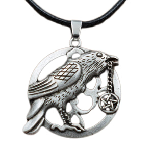 GUNGNEER Wicca Raven Crow Pentagram Pentacle Pendant Necklace Jewelry Amulet Talisman Men Women