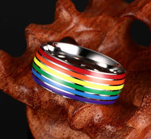 Load image into Gallery viewer, GUNGNEER Stainless Steel Gay Lesbian Pride Ring Equality Necklace LGBT Jewelry Set