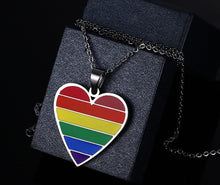 Load image into Gallery viewer, GUNGNEER Lesbian Gay Heart Shaped Pride Necklace Stainless Steel Jewelry For Men Women