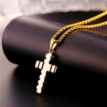 Load image into Gallery viewer, GUNGNEER Stainless Steel Christian Necklace God Cross Band Ring Jesus Jewelry Set Men Women