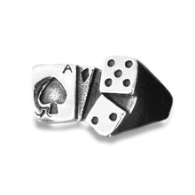Load image into Gallery viewer, GUNGNEER Stainless Steel Silvertone Lucky Dice Ace of Spade Ring Punk Gambling Jewelry Men