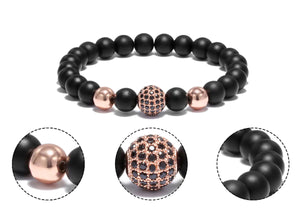 HoliStone 8mm Disco Ball with Stylish Matt Stone Bead Charm Bracelet for Women and Men ? Yoga Meditation Healing Balancing Energy Bracelet