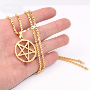 GUNGNEER Stainless Steel Men's Pentagram Necklace Satanic Inverted Pentacle Star Jewelry