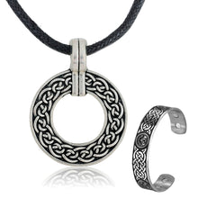 Load image into Gallery viewer, GUNGNEER Circular Celtic Knots Stainless Steel Pendant Necklace Infinity Bracelet Jewelry Set
