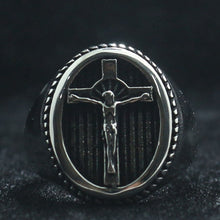 Load image into Gallery viewer, GUNGNEER Christian Cross Ring Many Sizes Stainless Steel Jesus Jewelry Accessory For Men