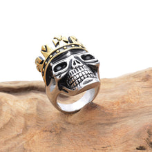 Load image into Gallery viewer, GUNGNEER Punk Rock Stainless Steel Crown Skull Rings Jewelry Accessories Men Women