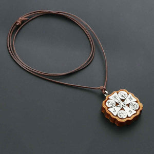 GUNGNEER Cross St Joseph Necklace Wooden Brown Rope Chain Jewelry For Men Women
