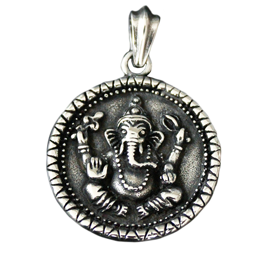 GUNGNEER Lord Ganesha Om Pendant Stainless Steel Indian Hindu Jewelry For Men Women