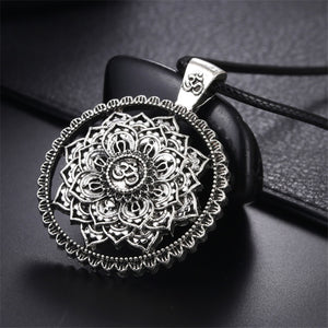 GUNGNEER Om Charm Bracelet Multilayer Leather Mandala Lotus Necklace Jewelry Set For Men Women