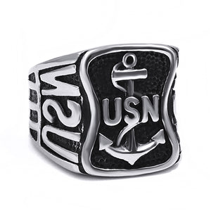 GUNGNEER US Navy Anchor Ring Stainless Steel Many Sizes Nautical Jewelry Accessory For Men