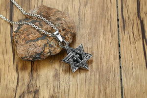 GUNGNEER Star of David Necklace Cross Jewish Pendant Jewelry Accessory For Men Women