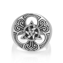 Load image into Gallery viewer, GUNGNEER Irish Celtic Knot Triquetra Stainless Steel Ring Amulet Jewelry