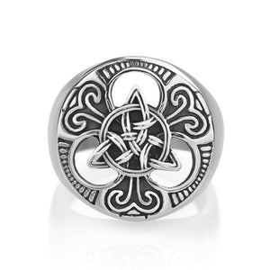 GUNGNEER Irish Celtic Knot Triquetra Stainless Steel Ring Amulet Jewelry