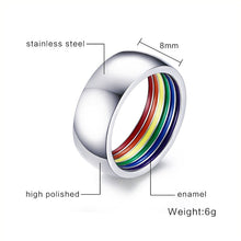 Load image into Gallery viewer, GUNGNEER Rainbow Flag Ring Stainless Steel Gay Lesian Pride Bracelet Jewelry Set Gift