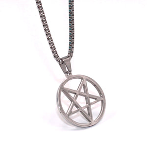 GUNGNEER Stainless Steel Pentagram Necklace Demon Devil Symbol Chain Jewelry For Man