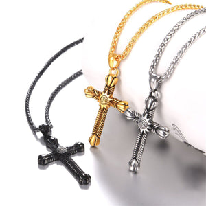 GUNGNEER Christian Necklace Cross Sun Sola Pendant Jewelry Accessory Outfit For Men Women