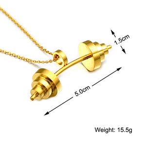 GUNGNEER Gym Barbell Pendant Necklace Stainless Steel Sport Fitness Jewelry for Men Women
