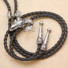 Load image into Gallery viewer, GUNGNEER Leather Satan Goat Skull Bolo Tie Gothic Satanic Demon Jewelry Accessory For Men