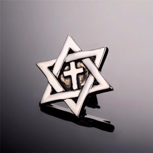 GUNGNEER Star of David Cross Pins Stainless Steel Star Lapel Pins Jewelry For Men Women