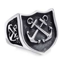Load image into Gallery viewer, GUNGNEER US Navy Double Anchor Ring Stainless Steel Sailor Nautical Jewelry Gift For Men
