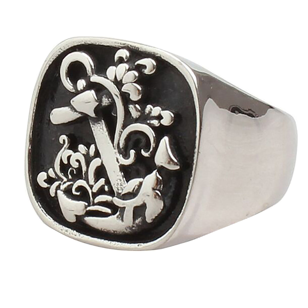 GUNGNEER Stainless Steel Navy Anchor Ring US Military Army Jewelry Accessory For Men