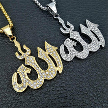 Load image into Gallery viewer, GUNGNEER Stainless Steel Quran Allah Pendant Necklace Muslim Allah Ring Jewelry Set Men Women