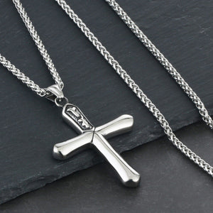 GUNGNEER Stainless Steel Christian Cross Pendant Necklace Jesus Jewelry For Men Women