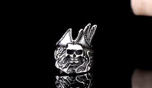 GUNGNEER Punk Gothic Stainless Steel Viking Pirate Skull Ring Halloween Jewelry Men Women