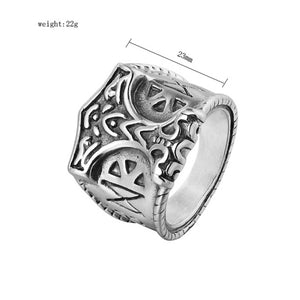 GUNGNEER 2 PCS Stainless Steel Norse Viking Mjolnir Thor Hammer Celtics Ring Jewelry Set