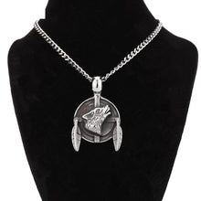 Load image into Gallery viewer, GUNGNEER Stainless Steel Viking Wolf Pendant Necklace with Bracelet Bike Punk Jewelry Set