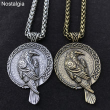 Load image into Gallery viewer, ENXICO Odin&#39;s Huginn and Muninn Ravens Pendant Necklace with Runic Circle Surrounding ? Nordic Scandinavian Viking Jewelry